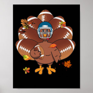 Baby Turkije en Football Balls Sport Thanksgiving Poster