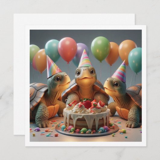 Baby Turtle kaart, Turtle verjaardag, Turtle Kaart (Voorkant / Achterkant)