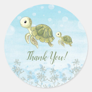 Baby Turtle onder het Zee Dank u Sticker gunsten