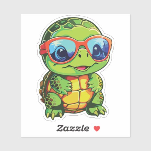 Baby Turtle Sticker with Glasses - Kawaii Vinyl (Vel)