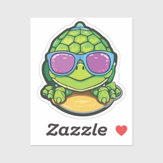 Baby Turtle Sticker with Glasses - Kawaii Waterpro (Vel)
