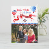 Baby Twee Rood Wit en Blauw Foto Zwangerschap Aankondiging (Staand voorkant)