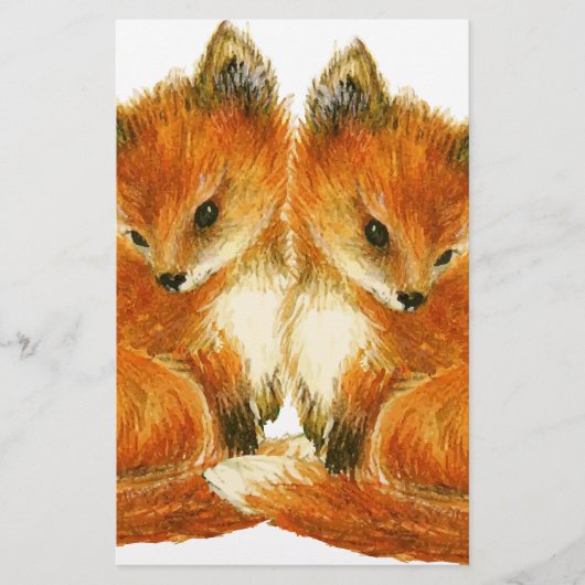 Baby Twin Foxes Briefpapier (Voorkant)