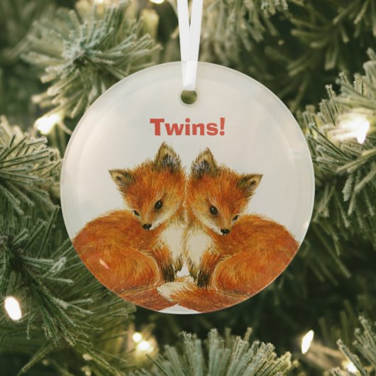 Baby Twin Foxes Glas Ornament (Insitu)