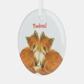 Baby Twin Foxes Glas Ornament (Voorkant links)