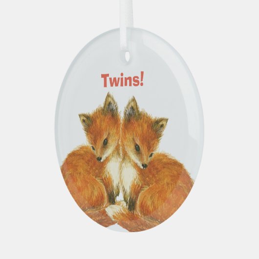 Baby Twin Foxes Glas Ornament (Voorkant links)