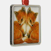 Baby Twin Foxes Metalen Ornament (Rechts)
