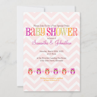 Baby - Twin Girls Baby shower Invitation Kaart