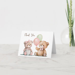 Baby Twin Teddy Bears Bedankt Kaart