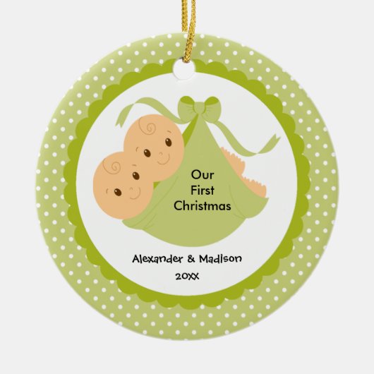 Baby Twins Baby's First Kerstversiering Keramisch Ornament (Voorkant)