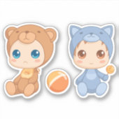 Baby Twins Beer Cat Jumpsuit Sticker (Voorkant)