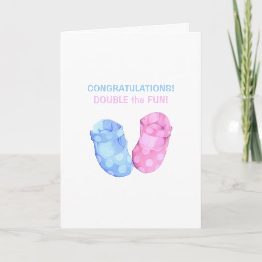 Baby Twins Booties Gefeliciteerd Kaart (Voorkant)