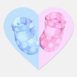 Baby Twins Booties Heart Sticker