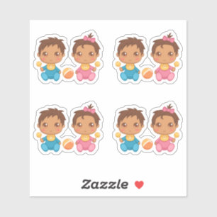 Baby Twins Boy and Girl Set van 4 Sticker