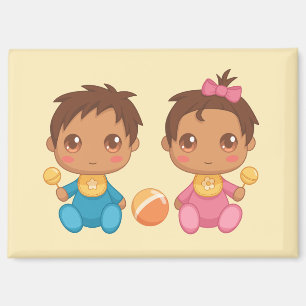 Baby Twins Boy en Girl Magnet Magneet