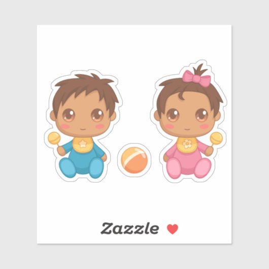 Baby Twins Boy en Girl Stickers (Vel)
