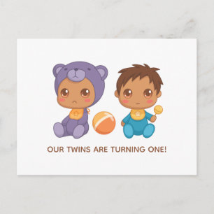Baby Twins First Birthday Boy Beer Invitation Briefkaart