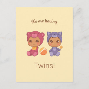 Baby Twins Genderneutrale aankondiging Briefkaart