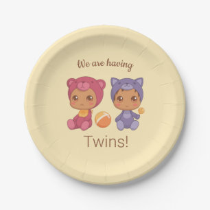 Baby Twins Genderneutrale aankondiging Papieren Bordje
