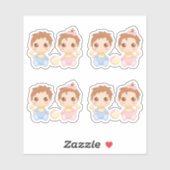 Baby Twins Jongen en Meisje Set van 4 Sticker (Vel)