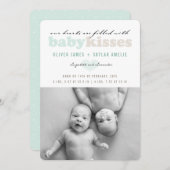 Baby Twins Valentijnsdag Foto Geboorte Aankondigin Feestdagenkaart (Voorkant / Achterkant)