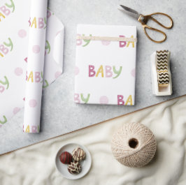 Baby Typografie Waterverf Thema Baby shower Cadeaupapier
