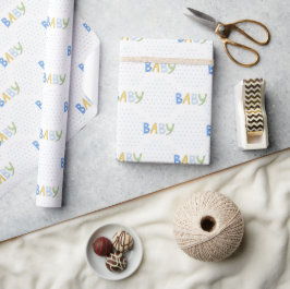 Baby Typografie Waterverf Thema Baby shower Cadeaupapier