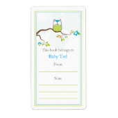 Baby Uil Bookplate Etiket (Voorkant)