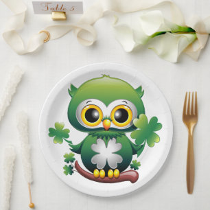 Baby Uil Cute St Patrick Cartoon Papieren Bordje