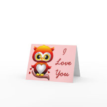Baby Uil Liefde Hart Cartoon Note Kaart