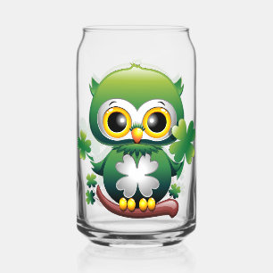 Baby Uil Schattig St Patrick Cartoon Blikvorm Glas