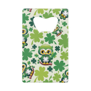 Baby Uil Schattig St Patrick Cartoon Kredietkaart Flessenopener