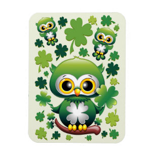 Baby Uil Schattig St Patrick Cartoon Magneet