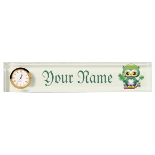 Baby Uil Schattig St Patrick Cartoon Naambordje