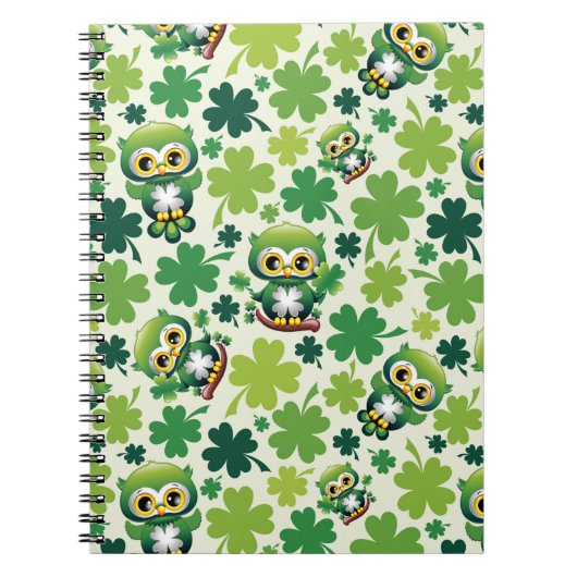 Baby Uil Schattig St Patrick Cartoon Notitieboek (Voorkant)