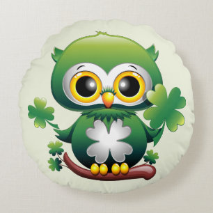 Baby Uil Schattig St Patrick Cartoon Rond Kussen
