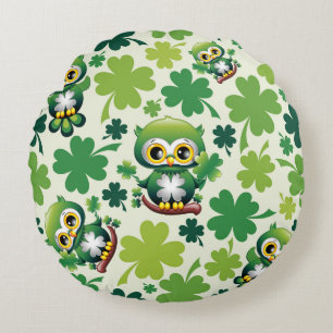 Baby Uil Schattig St Patrick Cartoon Rond Kussen