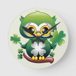 Baby Uil Schattig St Patrick Cartoon Ronde Klok