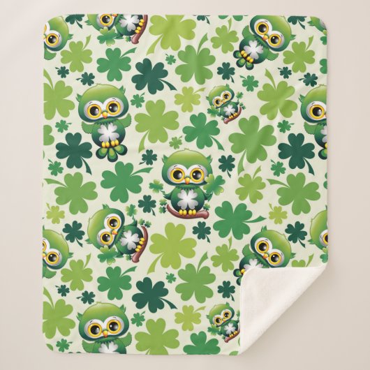 Baby Uil Schattig St Patrick Cartoon Sherpa Deken (Voorkant)