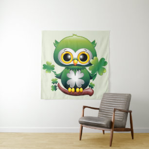 Baby Uil Schattig St Patrick Cartoon Wandkleed