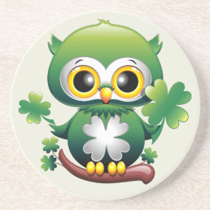 Baby Uil Schattig St Patrick Cartoon Zandsteen Onderzetter