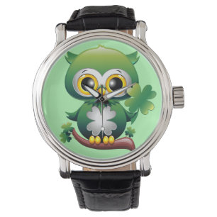 Baby Uil Schattige St. Patrick Cartoon Horloge