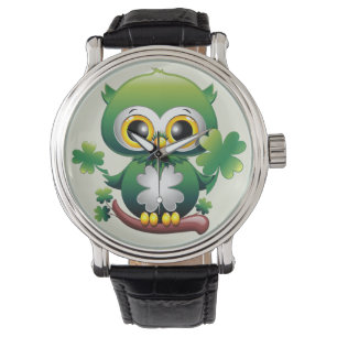 Baby Uil Schattige St. Patrick Cartoon Horloge