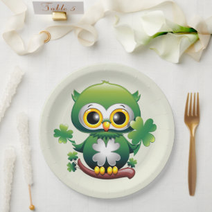 Baby Uil Schattige St. Patrick Cartoon Papieren Bordje