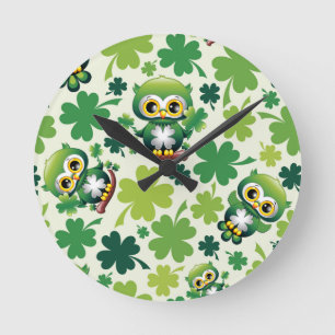 Baby Uil Schattige St Patrick Cartoon Ronde Klok