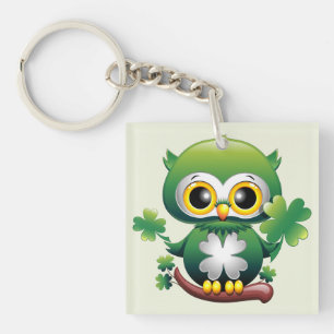 Baby Uil Schattige St Patrick Cartoon Sleutelhanger