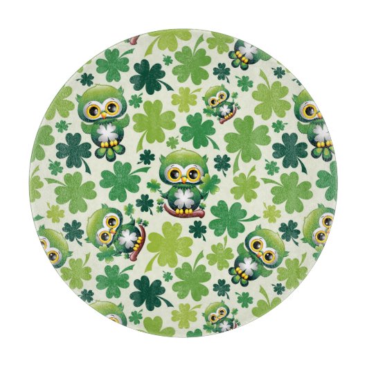 Baby Uil Schattige St Patrick Cartoon Snijplank (Voorkant)