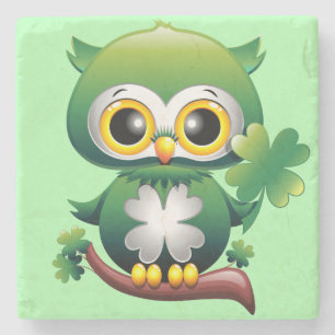 Baby Uil Schattige St Patrick Cartoon Stenen Onderzetter