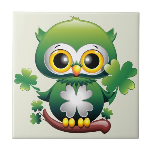 Baby Uil Schattige St. Patrick Cartoon Tegeltje (Voorkant)