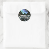 Baby uilen onder het maanlicht ronde sticker (Tas)